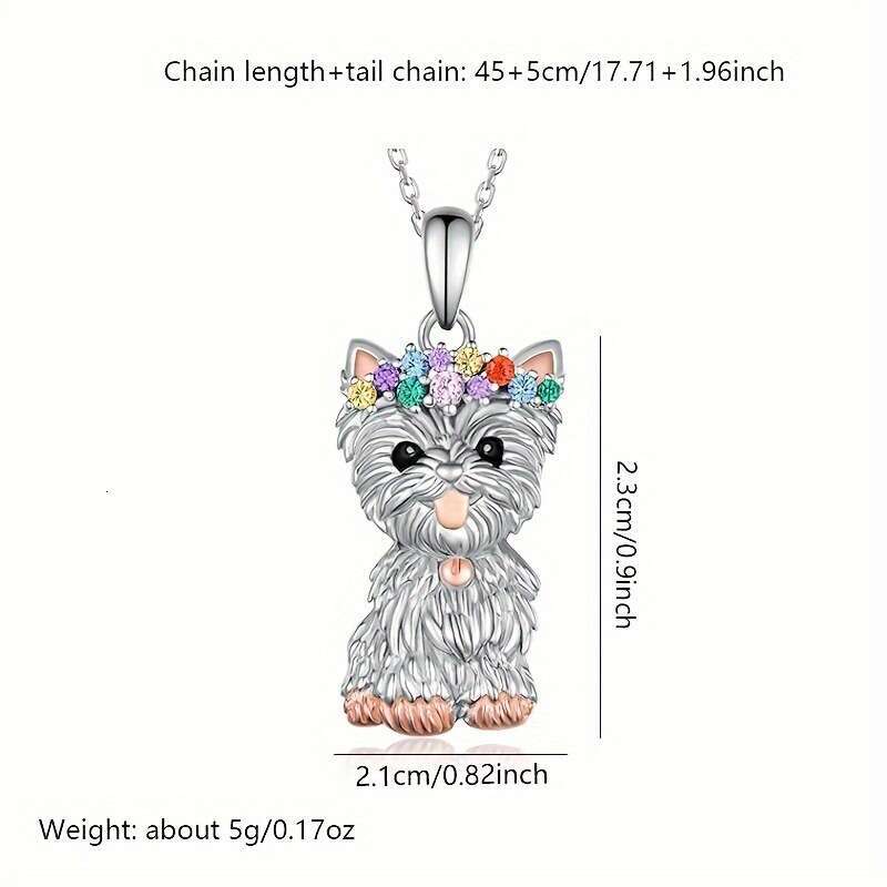 Cute Colorful Dog Small Animal Pendant Necklace, Earring Set, New Year Gift, Clavicle Chain Jewelry