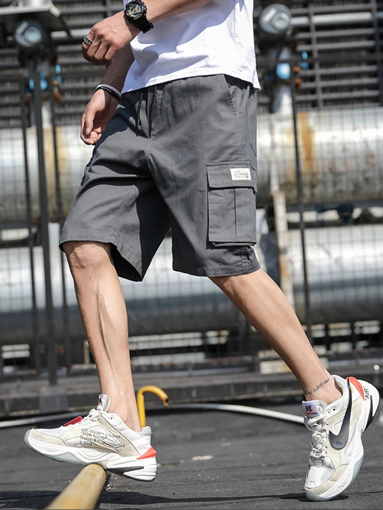 Summer Mens Cargo Shorts Cotton Loose Fit Big Size String Banding Men Short Pants Streetwear Casual Work Bermuda 250217
