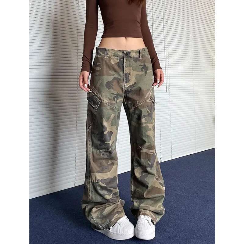 Green High Waist Women Jeans Hip-Hop Style Fashion Vintage Streetwear Y2k Wide Leg Jean 2024 Female Trouser Baggy Denim Pants