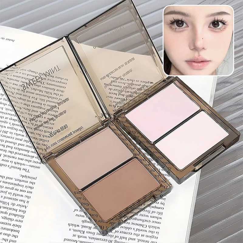 Double-color Highlighter Matte Brightening Nose Shadow Enhances Contours Face Shading Grooming Powder Eyebrow Powder PaletteXJ250217