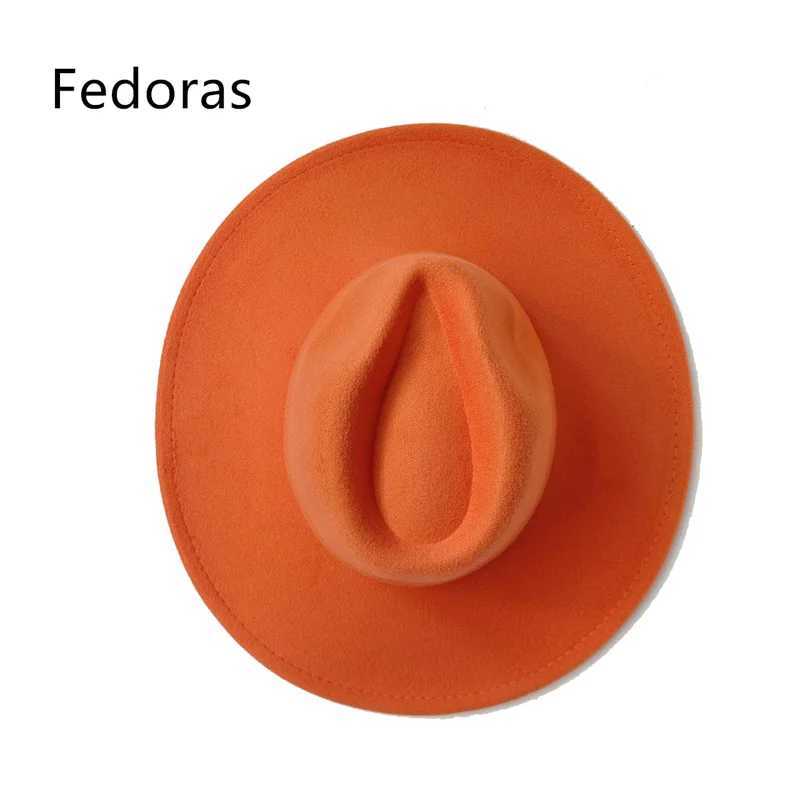 Gorras Hat Fedoras 9.5cm Wide Brim Hat Womens Winter Mens Hat Denim Felt Womens Hat New Fedora Sombreros womens hat W250217