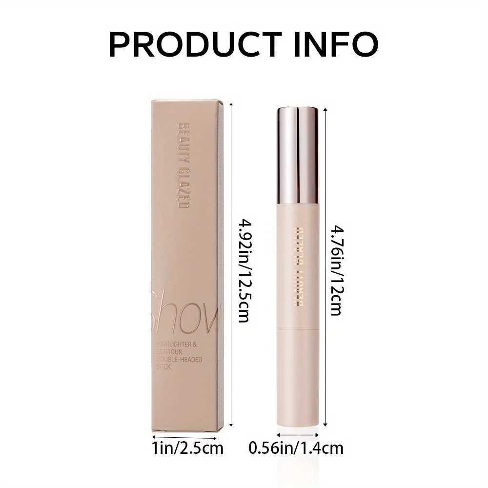 BEAUTY GLAZED Double Head Highlighter and Contour Long-lasting Waterproof Natural Facial Nose Shadow Contour Face stickW250217
