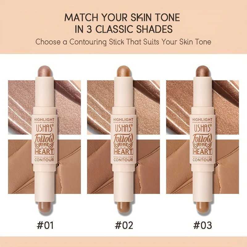 2-in-1 concealer high gloss stick natural stereo double head facial contour highlight shadow pen full cover durable waterproofW250217