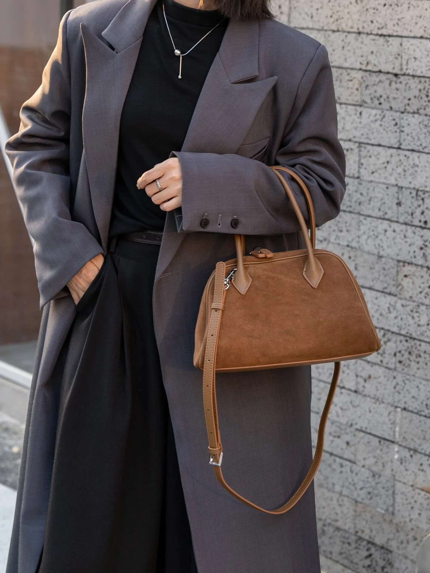 Genuine Handbag For Women, Autumn Winter Frosted Suede Leather Large Capacity Tote Fashionable Bowg Shoulder Bag