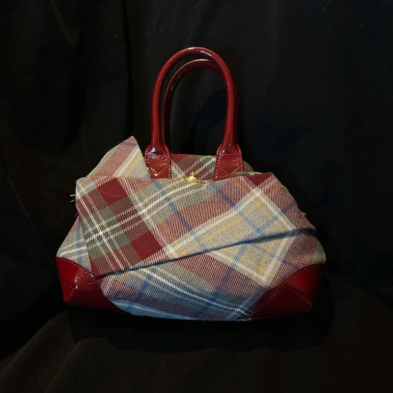 Women's Bags Spring/Summer New Casual Versatile Plaid Handbag, Planet Printed Canvas Bag, Single Cross Shoulder Bag