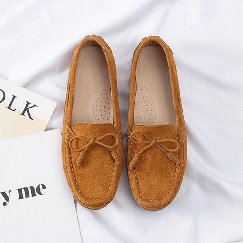 AIYUQI Womens Flat Loafers 2025 Bowknot Slip-on Female Shoes Large Size Shallow Mouth Soft Sole Ballet Loafers For Women 250214