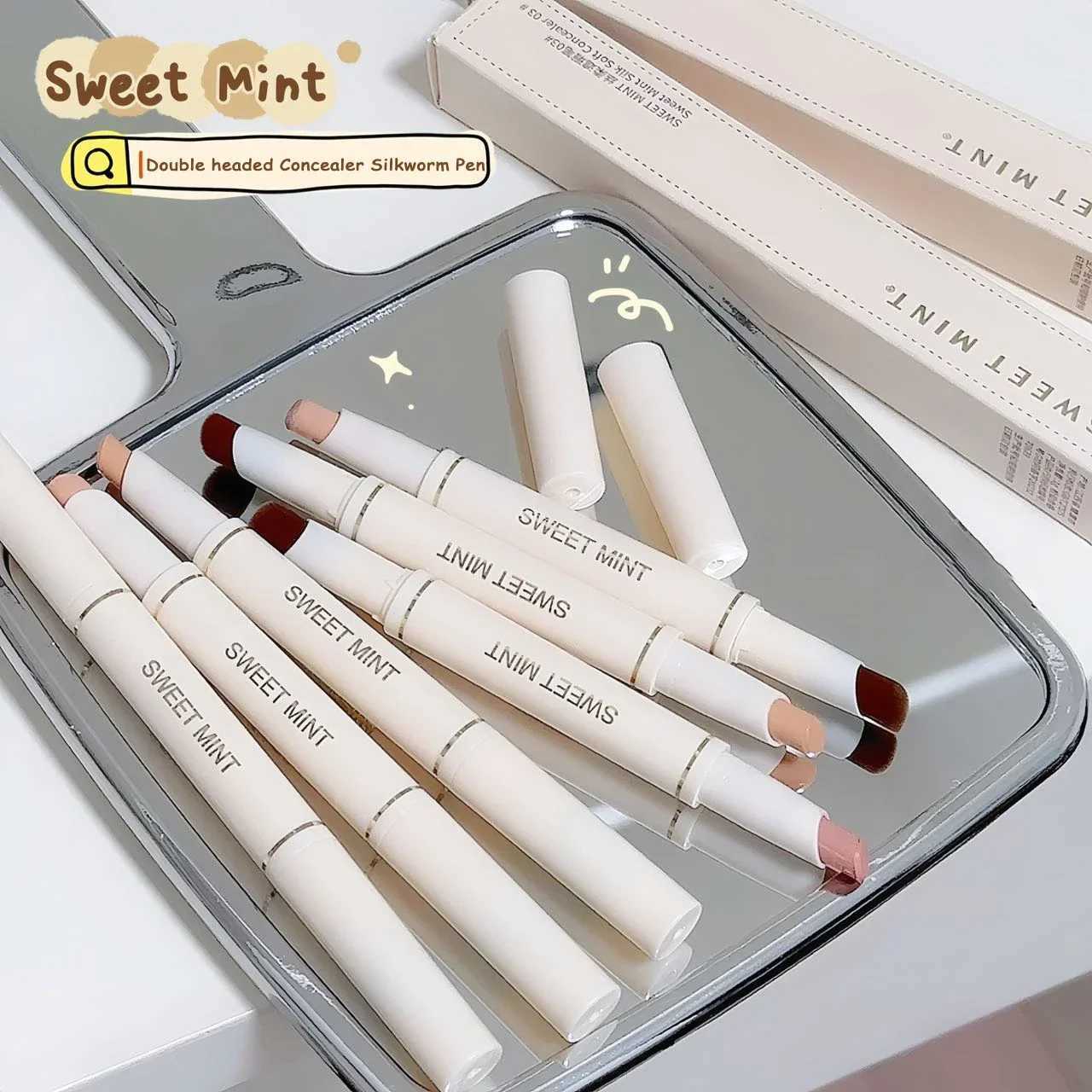 Silk Soft Concealer Pen with Brush Moisturizing Full Coverage Acne Dark Circles Contour Cream Lip Concealer Cover Stick MakeupXJ250217