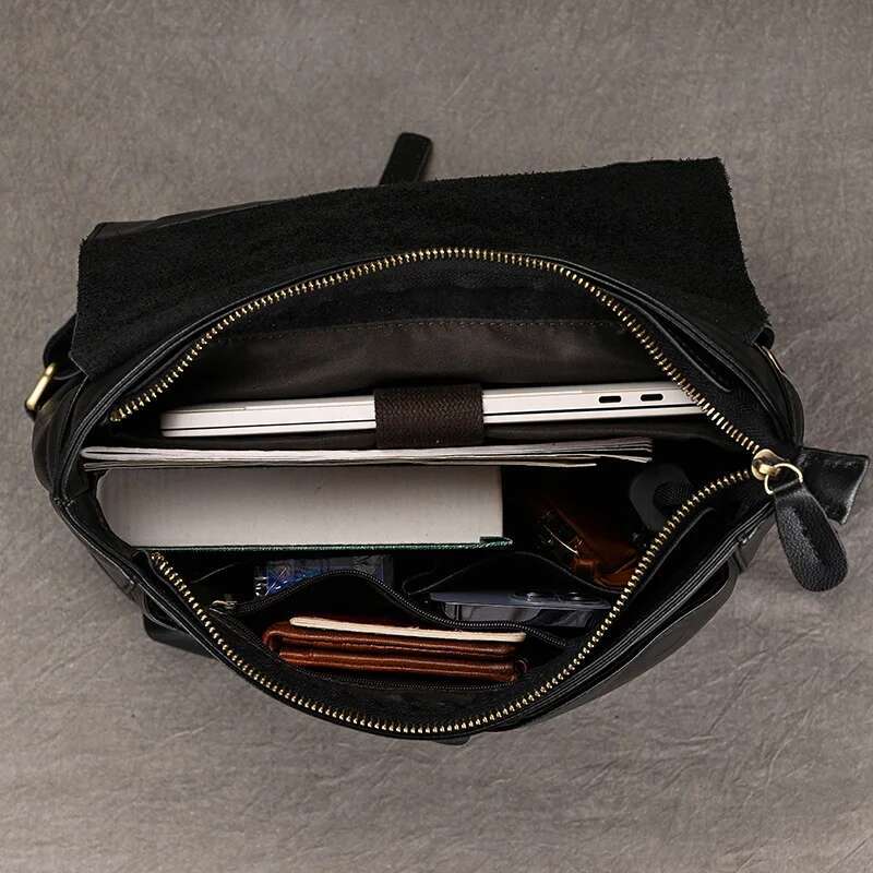 Luufan Top Grade Genuine Men Backpack Male Business Laptop Daypack Black Soft Leather Big Capacity Travel School Bag