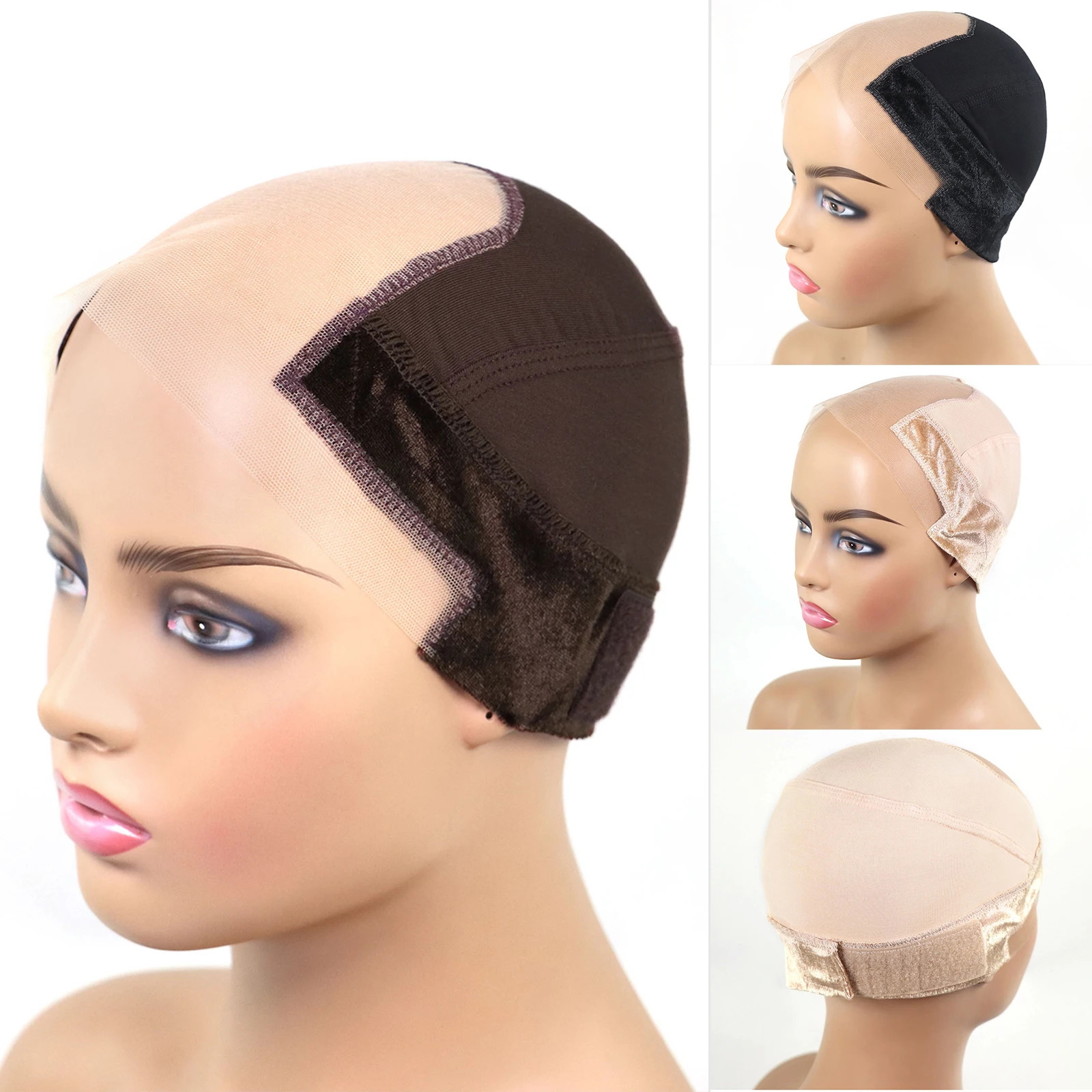 4x4 Lace Wig Grip Cap for Women Adjustable Wig Cap with Headband Non-Slip Wig Gripper to Keep Wigs Lace Front In Place Nude 250214