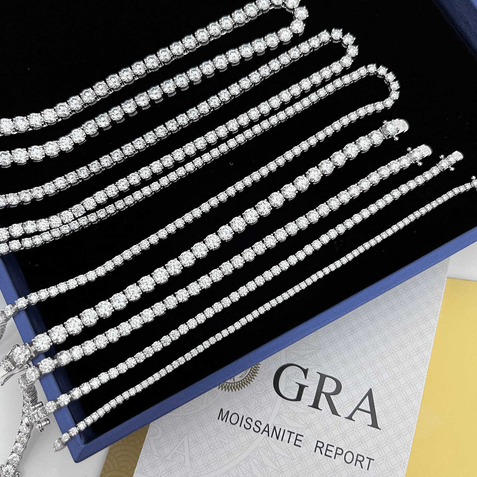 Provence gem 925 sterling silver 3mm 18 real moissanite diamond tennis necklace and bracelet set for mens and womens