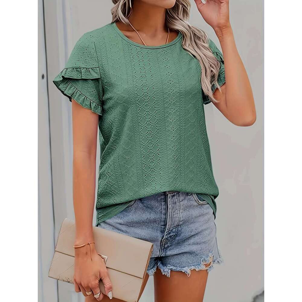 Women's Large Casual Knitted T-Shirt Loose Fit Long Sleeve Comfortable Breathable Regular Length Top In Soft Cotton Blend