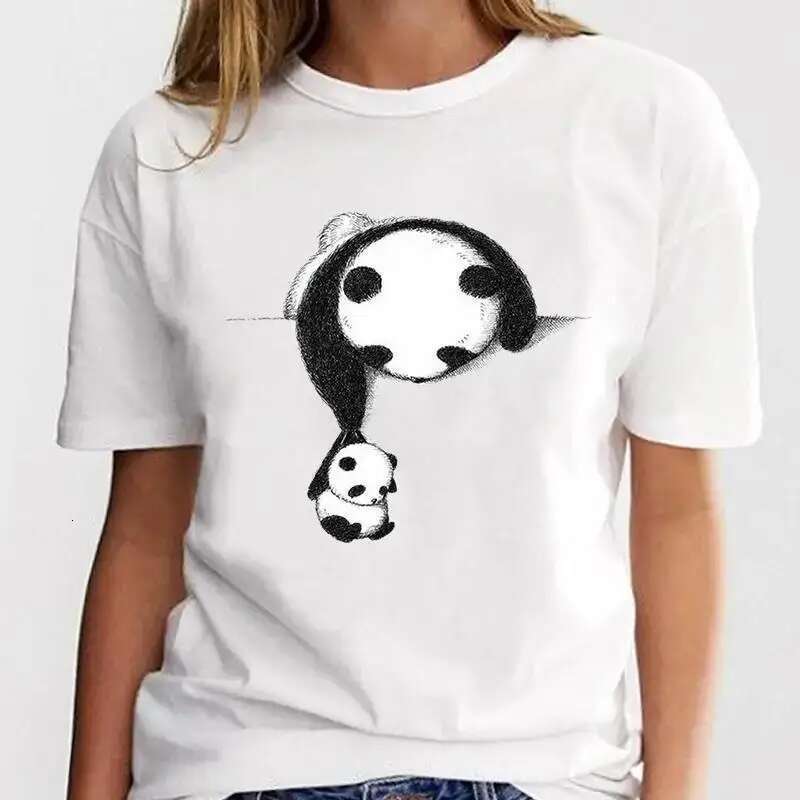 New Panda Lovely Cute T-Shirt Clothing Cartoon Graphic Print Short Sleeve Fashion Casual Plus Size T Shirt Women