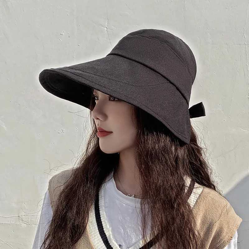 New Women Panama Summer Visors Hat Sun Hat Wide Large Brim Beach Hats Bucket Hat Chapeau Femme Beach UV Protection Cap Bob W250217