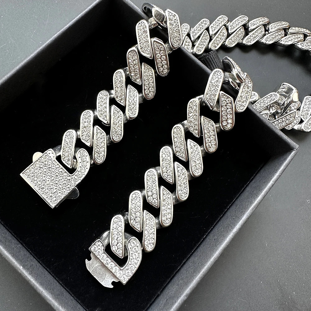 19mm high-quality 316L stainless steel Cuban chain necklace suitable for men and women full gloss zircon Gothic hip-hop jewelry free delivery 250213