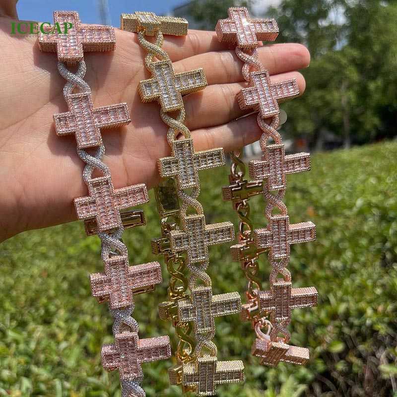 Pass diamond tester cross Moissanite cuban link bracelet VVS Moissanite diamond iced out cuban link chain hip hop jewelry