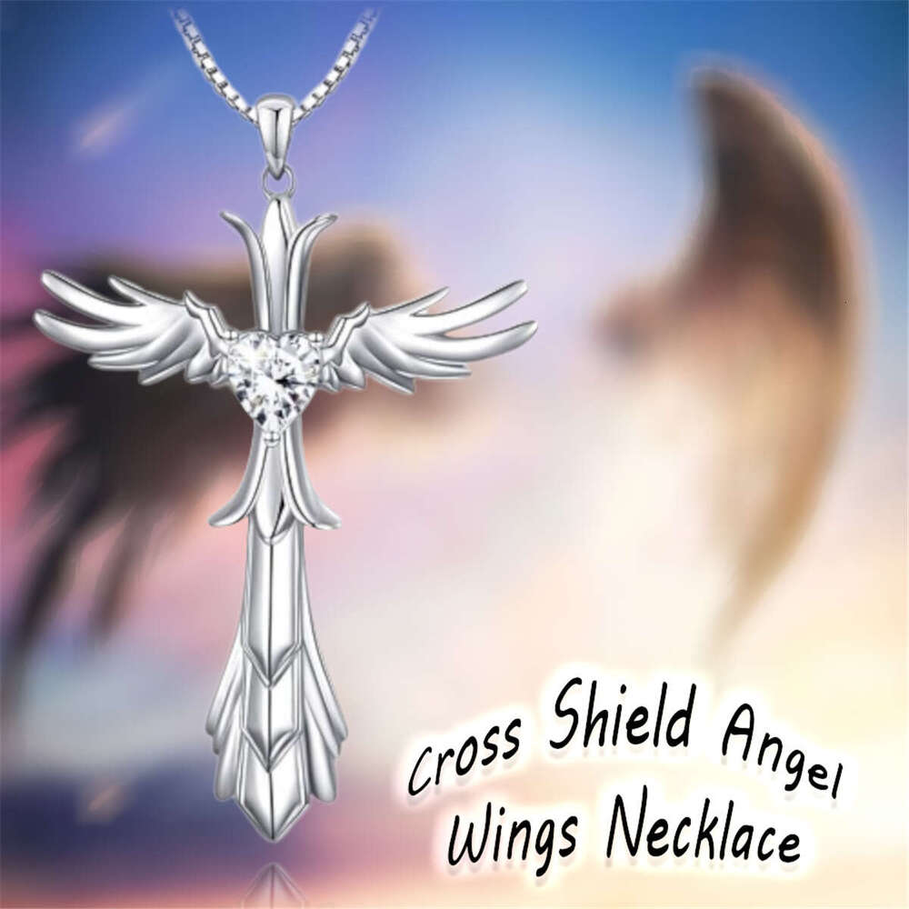 Explosive trend: Holy Shield Angel Cross Pendant Necklace, Fashion Women's Accessories