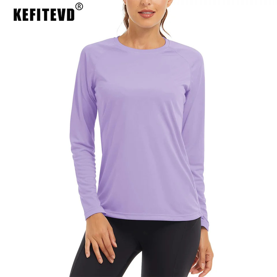 KEFITEVD Women UPF 50 UV Sun Protection Long Sleeve T-shirts Gym Fitness Running T Shirt Quick Dry Athletic Shirts Sportswear 250217