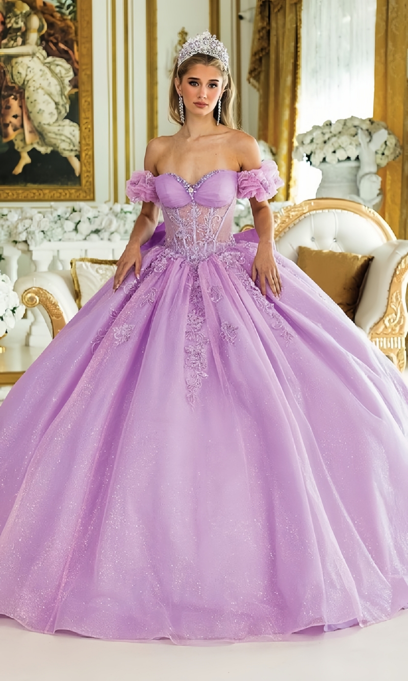 Off-Shoulder Lilac Quinceanera Dresses With Bow Back Lace Appliques Sweetheart Princess Prom Party Special Occasion Wear 2025 Sweet 16 Dress