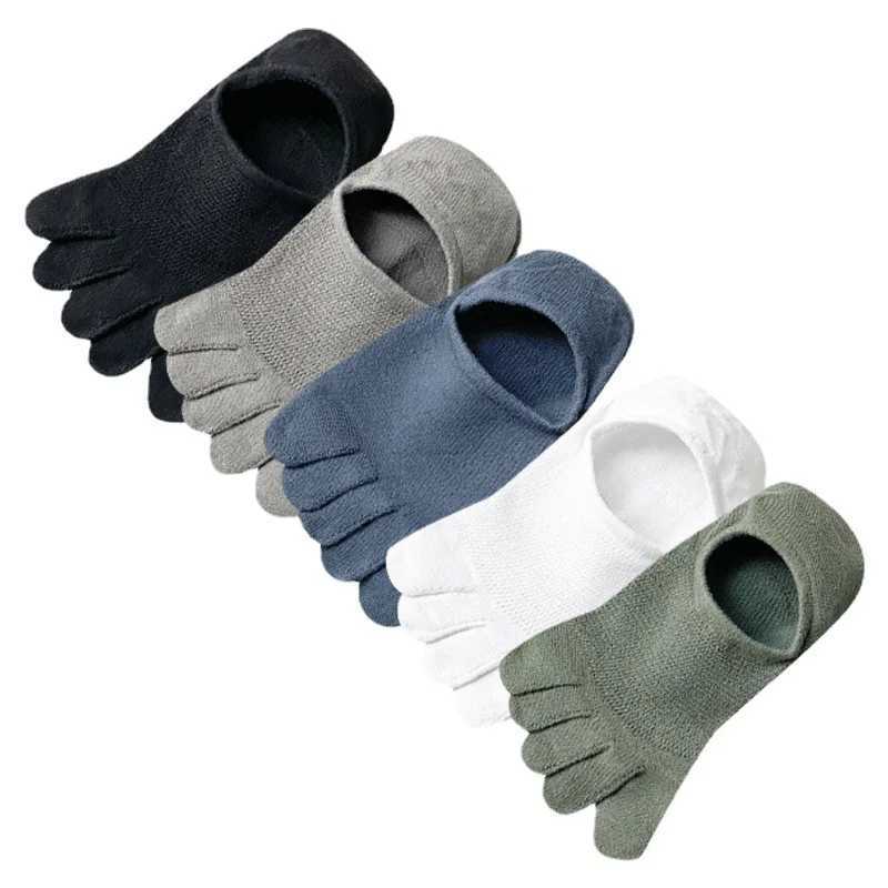 5 Pairs Men Toe Socks with Separate Fingers Thin Mesh Summer Five Finger Socks Anti-slip Sports No-Show Slipper Socks Invisible W250217