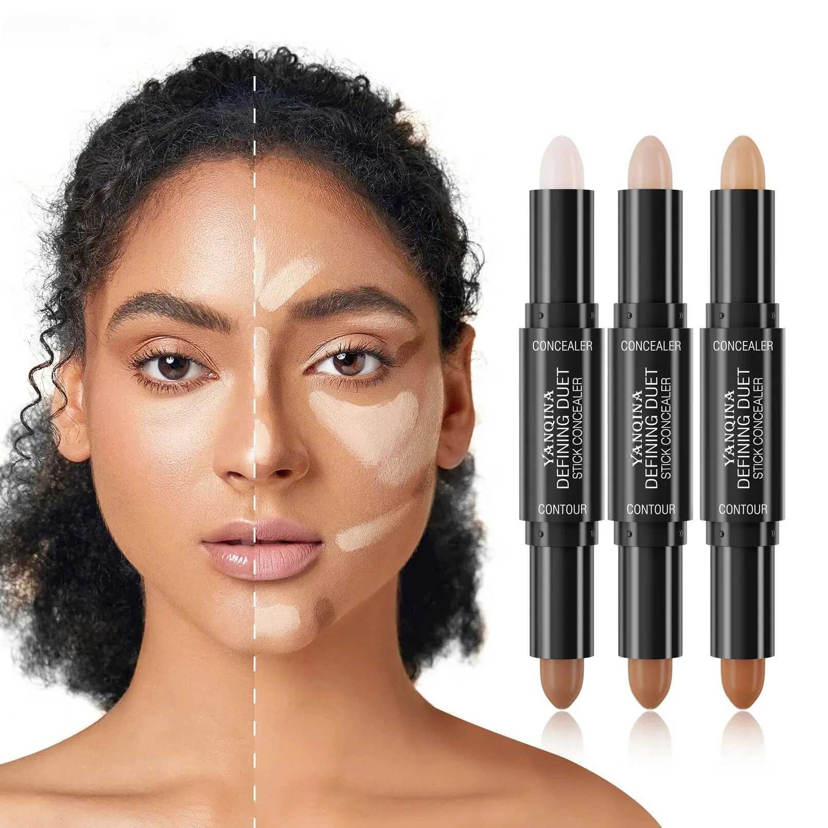 Double Head Contour Face Foundation Concealer Pen Long Lasting Dark Circles Corrector Contour Concealers Stick Cosmetic MakeupXJ250217
