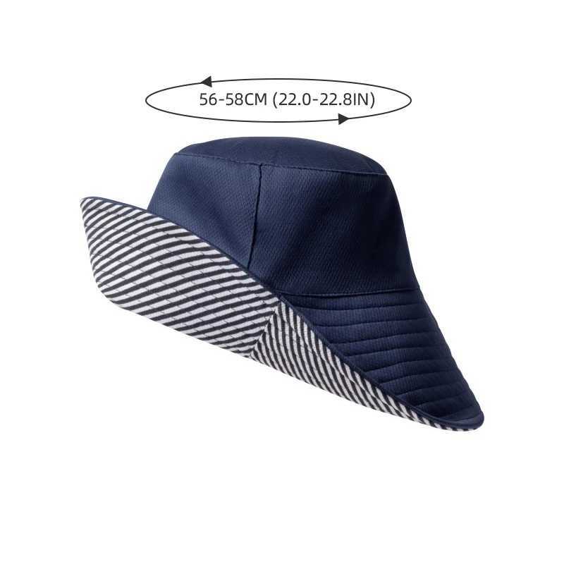 Women Striped Double-side Wear Bucket Hat Wide Brim Fordable Sun Protection Panama Caps For Girls Outdoor Beach Tour Fishmen Cap W250217