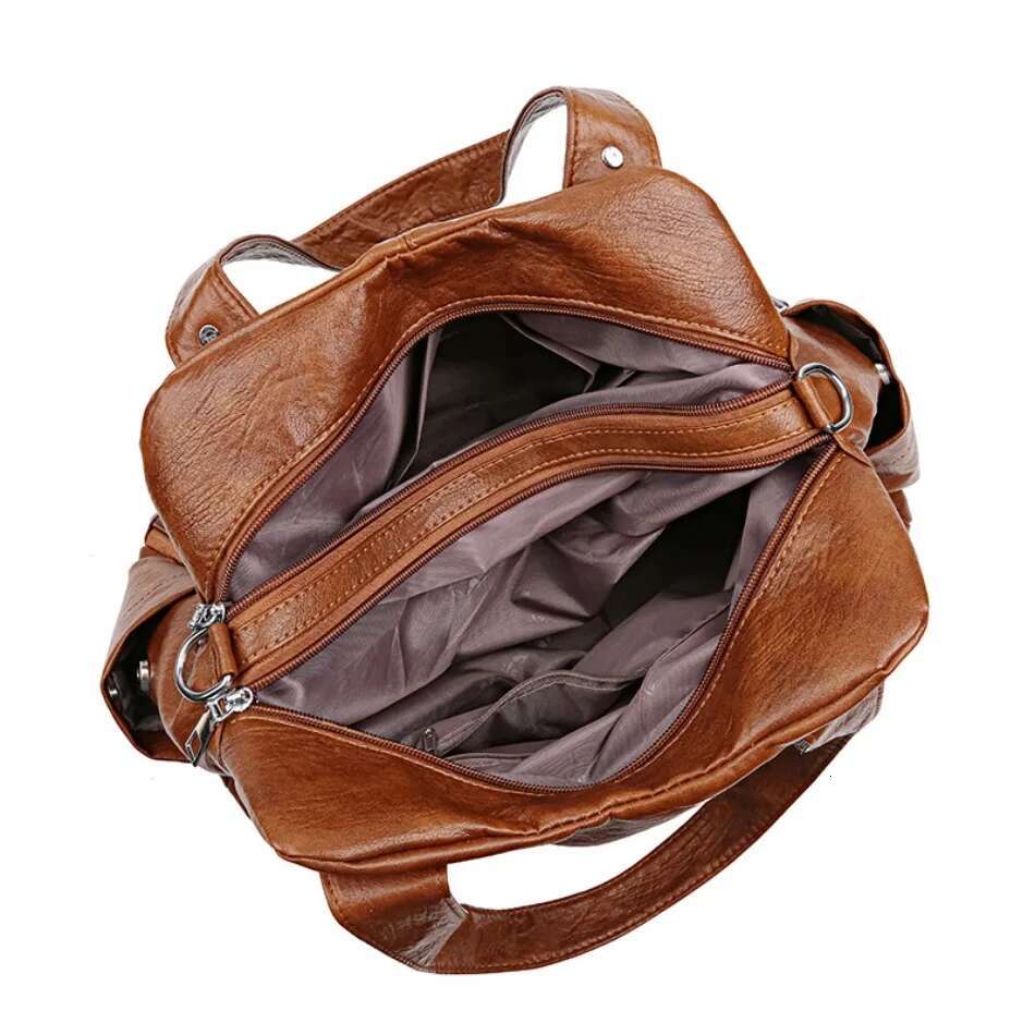 Solid Color Shoulder For Women 2025 High-Quality Soft Leather Casual Tote Bag Ladies Vintage Crossbody Messenger Handbag Sac
