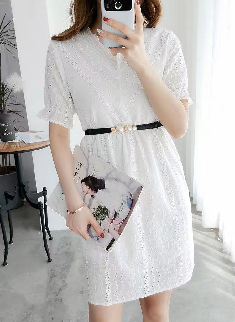 Molain 2 Pcs Elastic Stretch Belt for Women, Retro Pearl Buckle Thin Belt Cute Waist Belt for Jeans Dress Pants