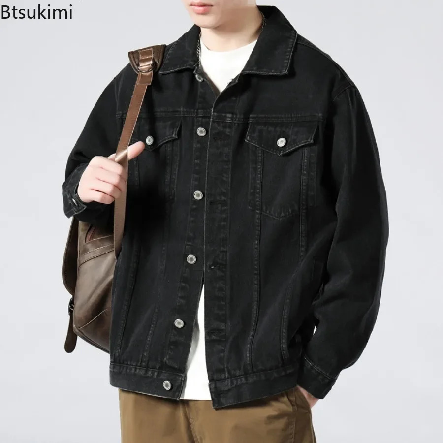 Spring Autumn Mens Cowboy Jacket Stylish Casual Daily Men Clothing Trend Handsome Male Denim Coats Loose Retro Jeans 250212