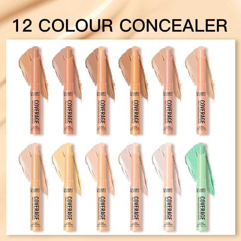USHAS 12 Color Concealer Stick Decorate Facial Contours Highlight Paste Cover Acne Blemishes Moisturizing ConcealerXJ250217