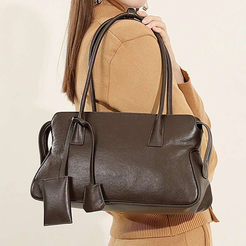 designer Women's Bags Toptrends Cowhide Genuine Leather Underarm Shoulder Bags For Women 2025 Designer Top Handle Pillow Tote Ladies Handbags