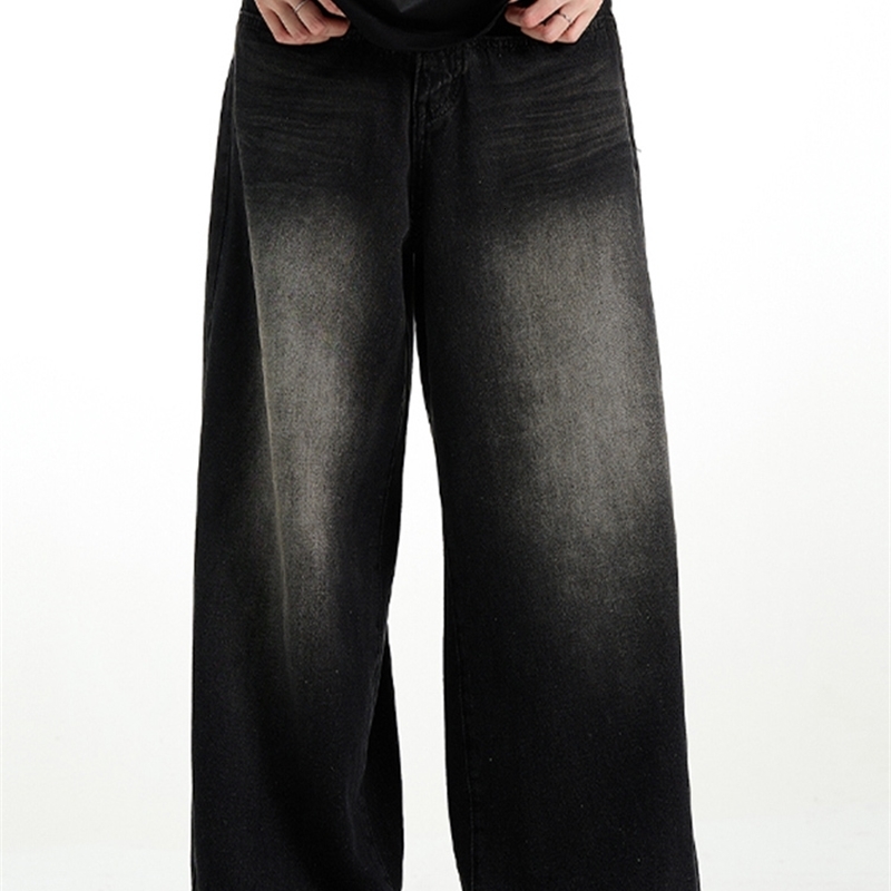 Male Classic America Hip Hop Rap Jeans Wide Leg Youth Men Straight Retro Loose Trousers Oversized Denim Pants 250113