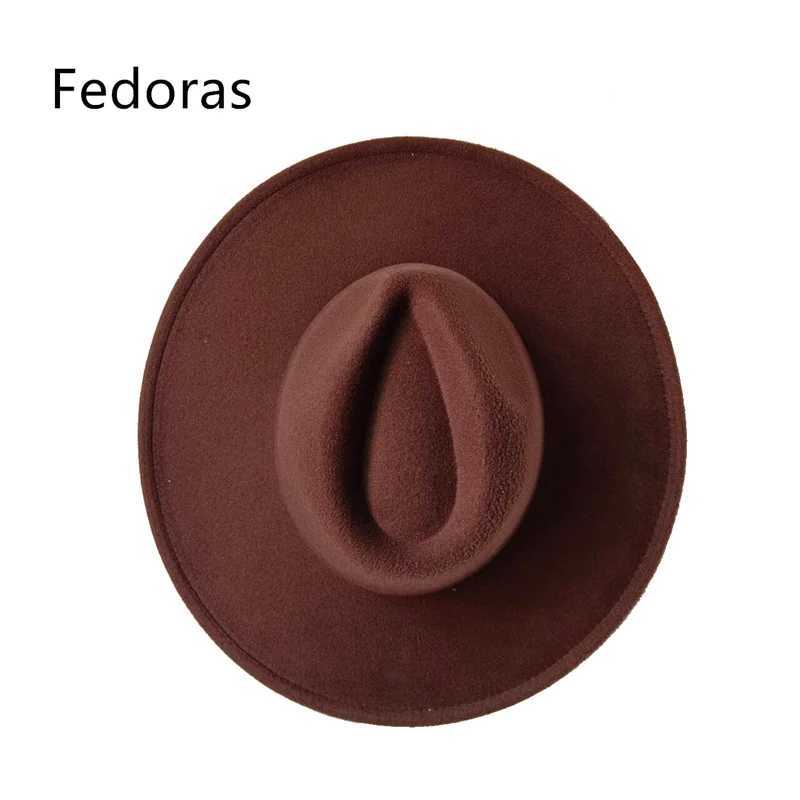Gorras Hat Fedoras 9.5cm Wide Brim Hat Womens Winter Mens Hat Denim Felt Womens Hat New Fedora Sombreros womens hat W250217