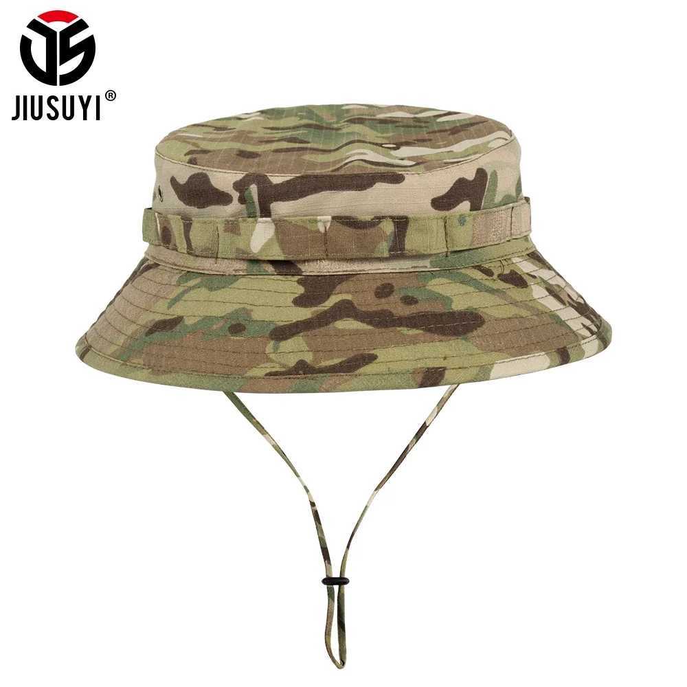 Mens Boonie Hat Camouflage Breathable Bucket Hat Outdoor Tactical Hunting Fishing Sports Sunscreen Panama Nepal Hat Summer W250217