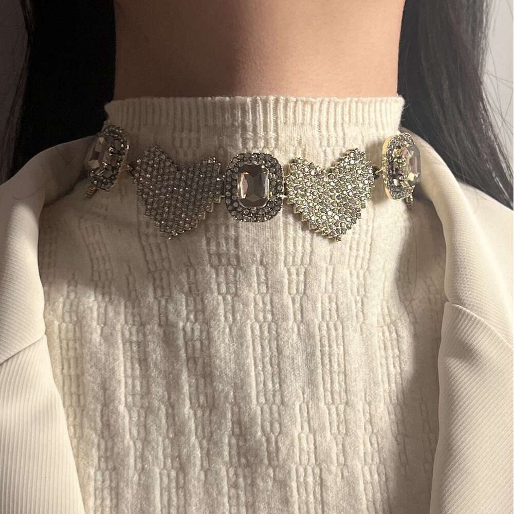 ZA exquisite fashion light full dia string connection geometric love women's necklace temperament versatile vintage style