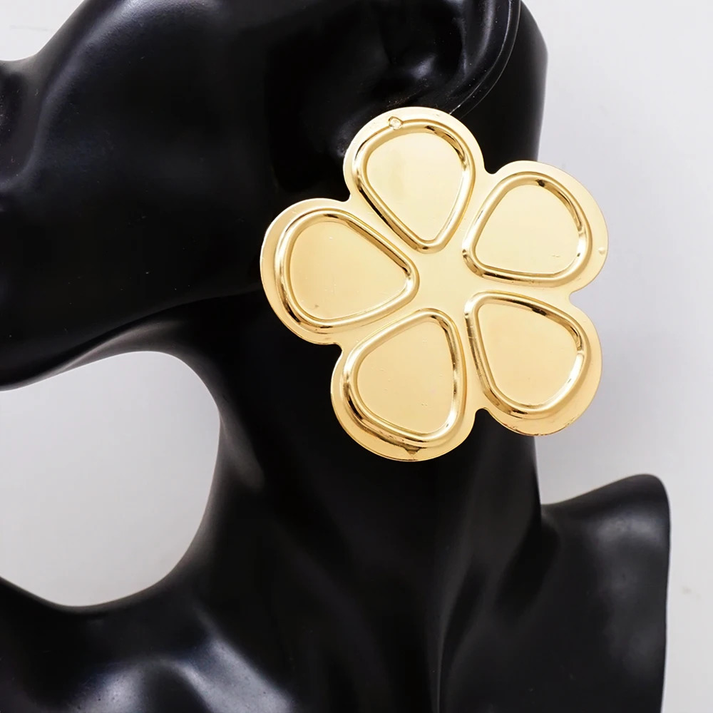 Fashion Copper Flower Earrings Gold Color Big Drop For Women Dubai Jewelry Wedding Party Gift Accessories 250213