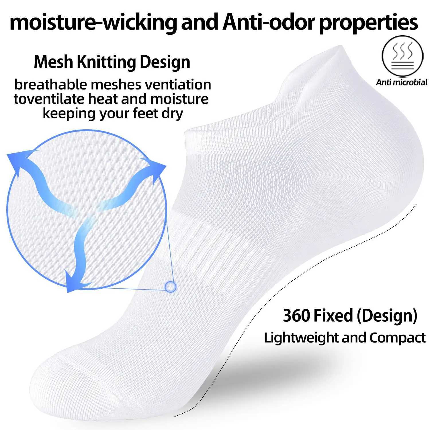 5/0 pairs of ankle sports running socks white soft thin low top short film mens and womens socks W250217