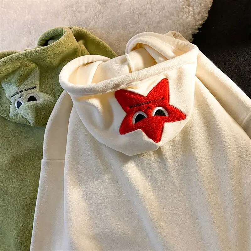 Y2k Hooded Sweatshirt Hip Hop Five Pointed Star Oversized Hoodie Men Women 2023 New Fashion Casual Punk Loose Jacket Streetwear