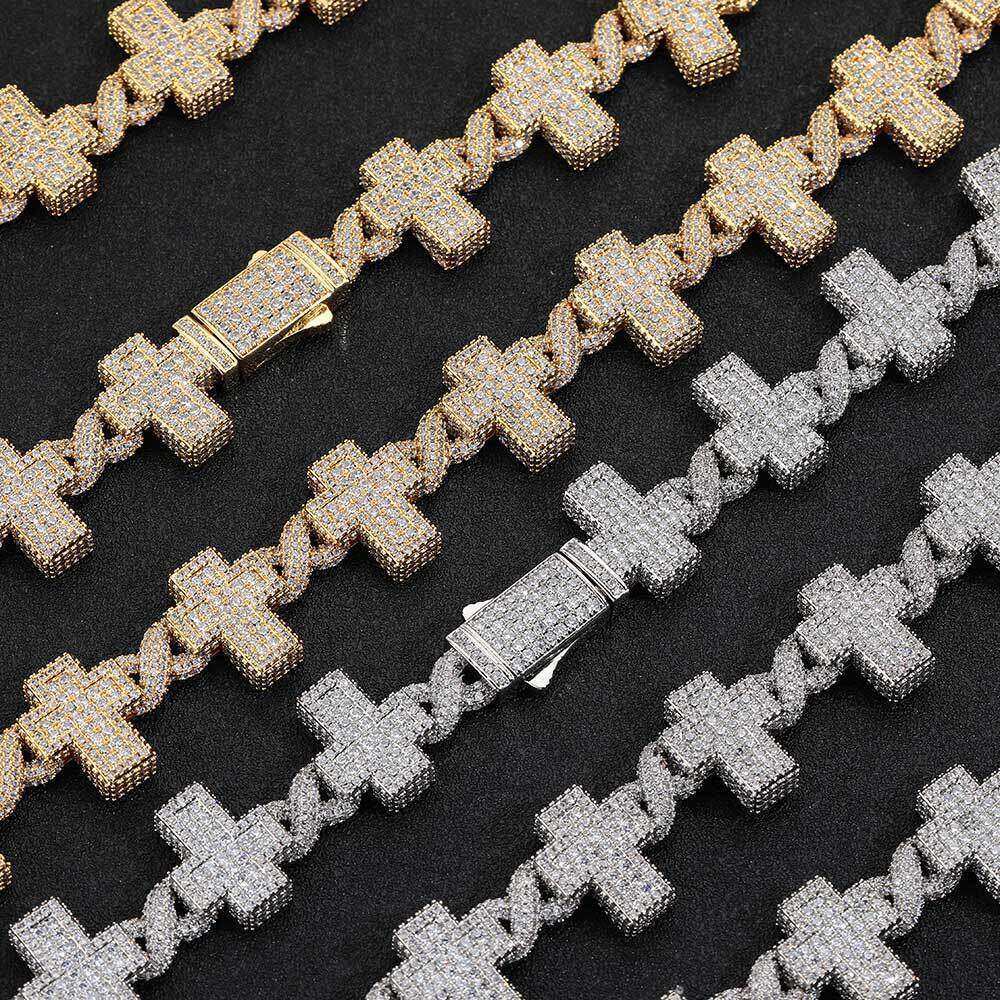 Hip hop collarbone chain zircon cross necklace high-end men's bracelet accessories