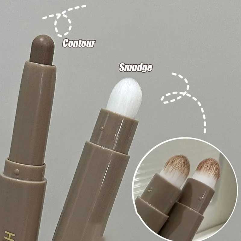 Double ended contour stick bronze with brush nose shadow cream contour pen waterproof and long-lasting contour makeup and cosmeticsW250217