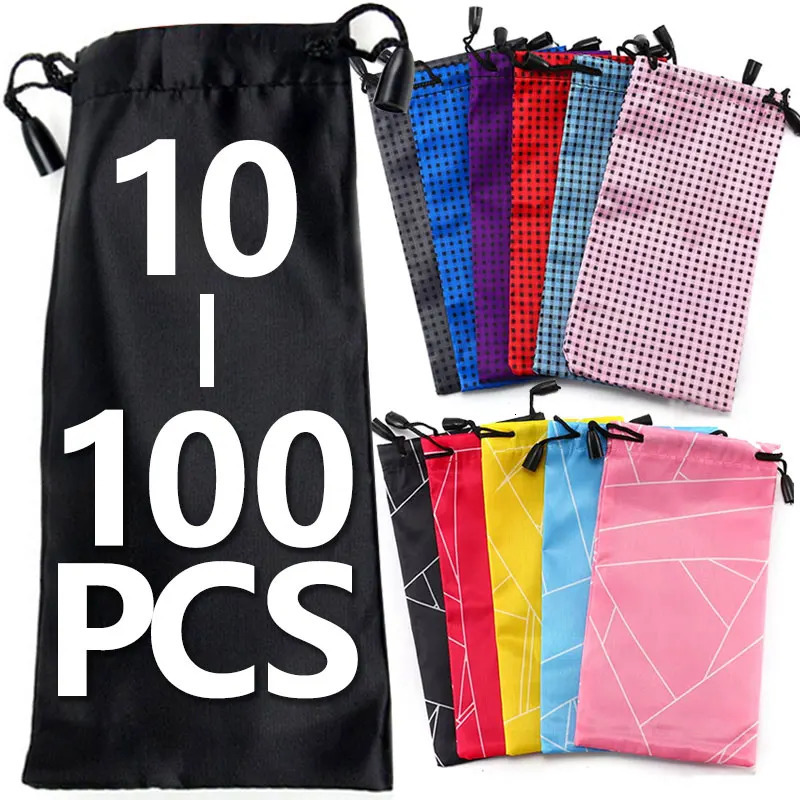 10-100PCS Portable Soft Cloth Waterproof Sunglasses Bag Microfiber Dust Storage Pouch Glasses Carry Bag Eyewear Case Container 250213