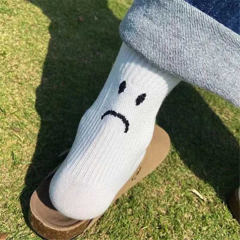 New Tide Brand Behind Crying Face A B Socks Creative Funny Sports Pure Color Couples Socks Tide Cotton Socks Men Women W250217