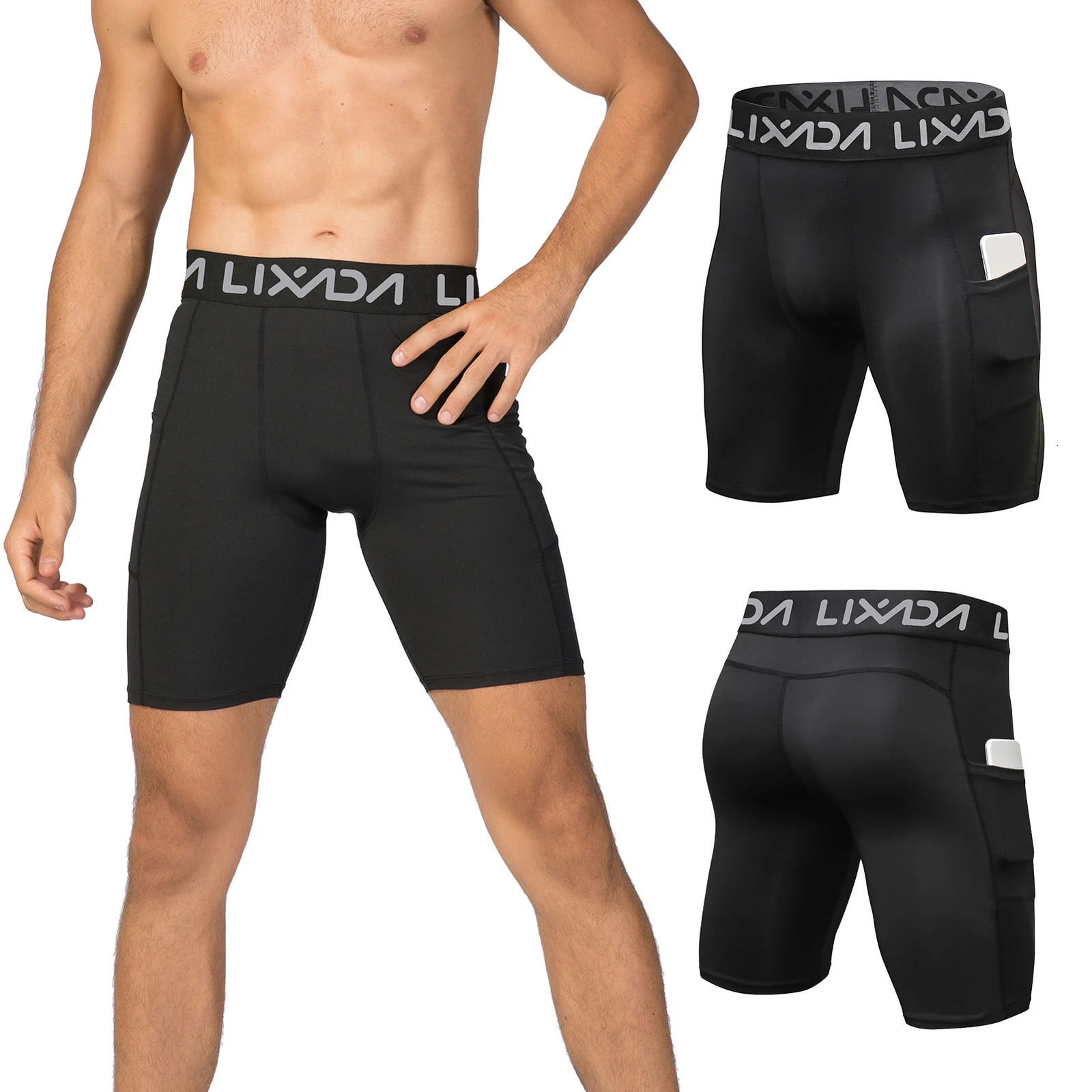 Lixada 3 Pack Men Sports Shorts Active Workout Underwear with Pocket 250214