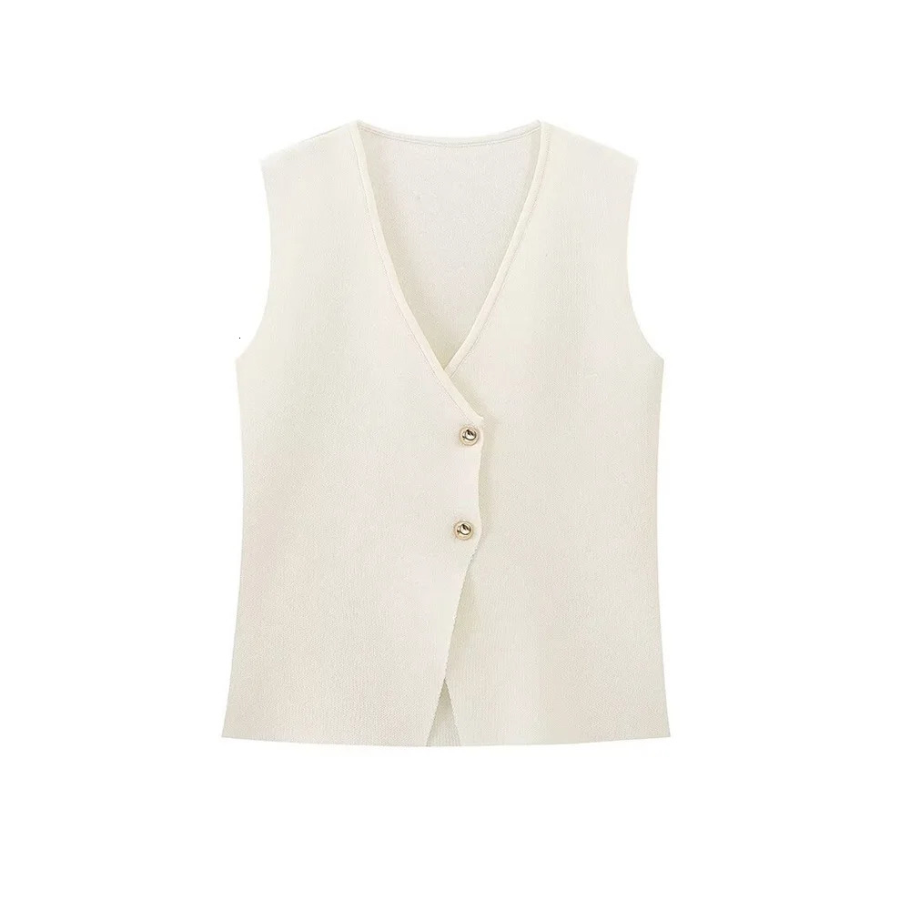 Zach Ailsa AutumnWinter Womens Single breasted Knitted Vest High Waist Splicing Mid length Skirt Fashion Set 250214