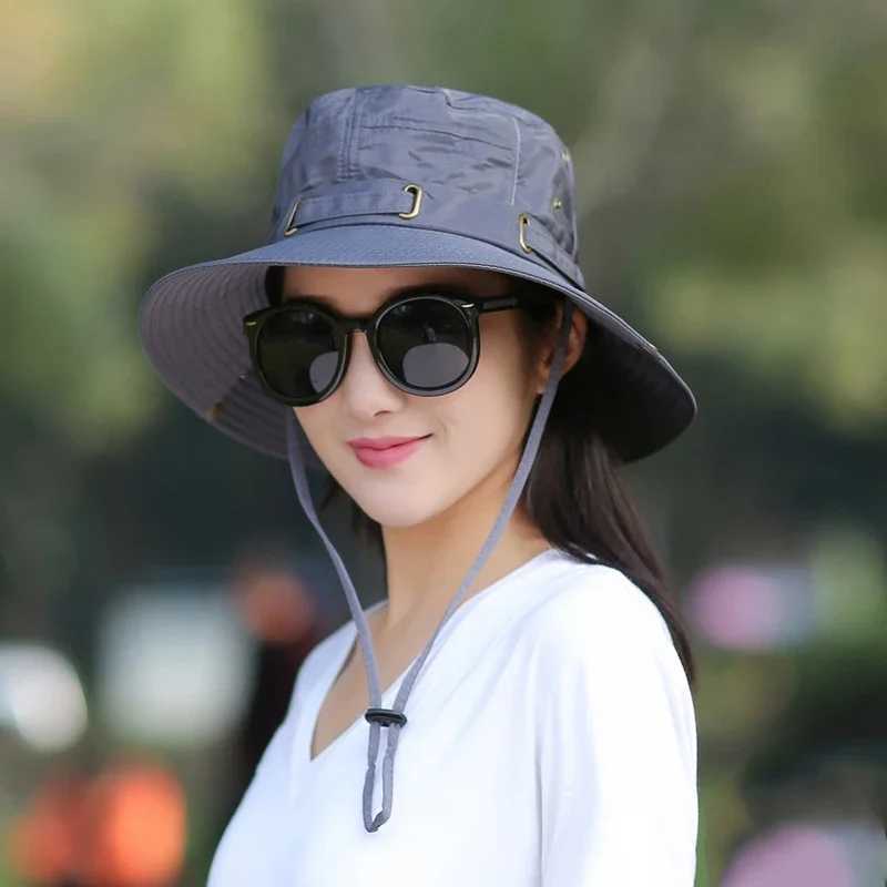 Bob Caps Wide Brim Bucket Hat UV Protection Waterproof Folding Breathable Fishermans Hat Mens Sports Hiking Panama Hat W250217