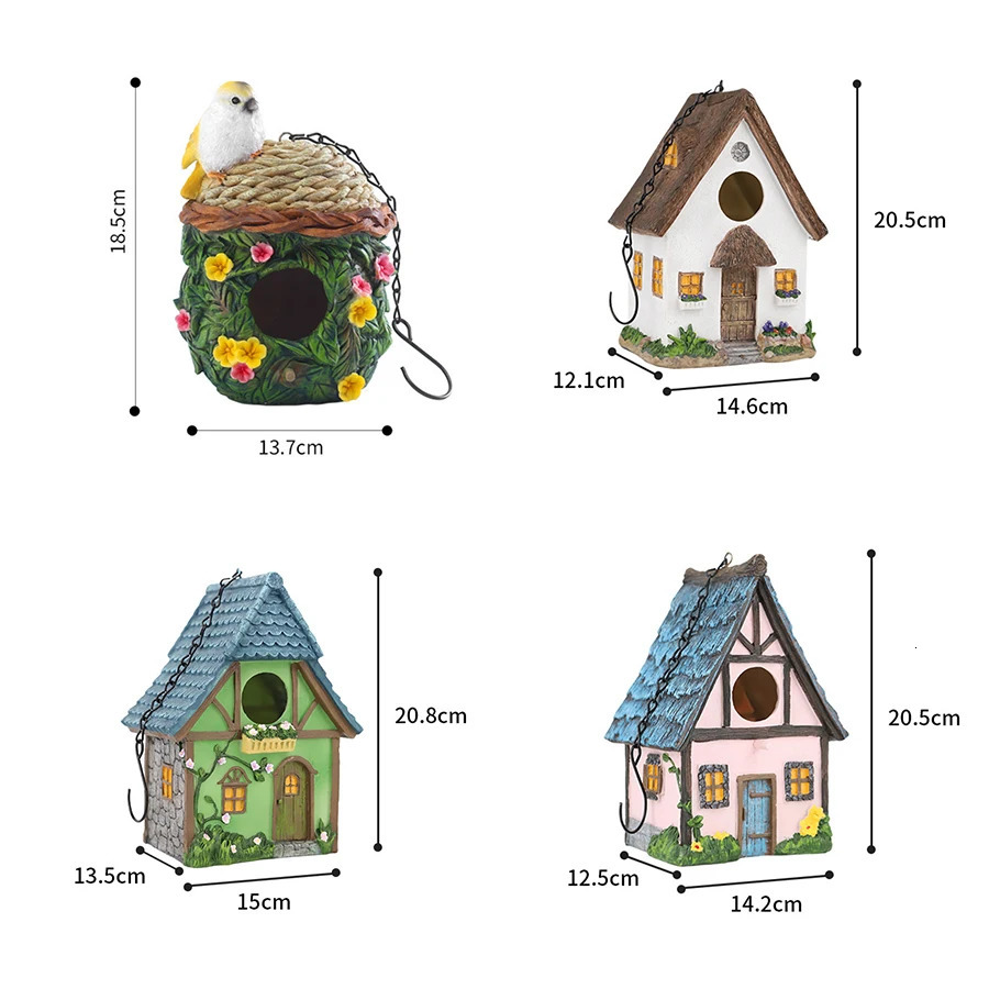 Outdoor Birdhouse Resin Garden Decoration Hanging Cabin Suitable for Small Birds Birdhouse Lovers Gift 250206