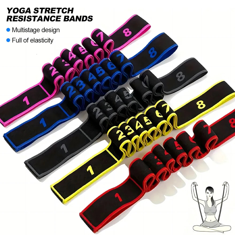 Adult High Elasticity Yoga Stretch Resistance Bands MultiSegment Belt Assisted Stretching Fitness Supply 250213