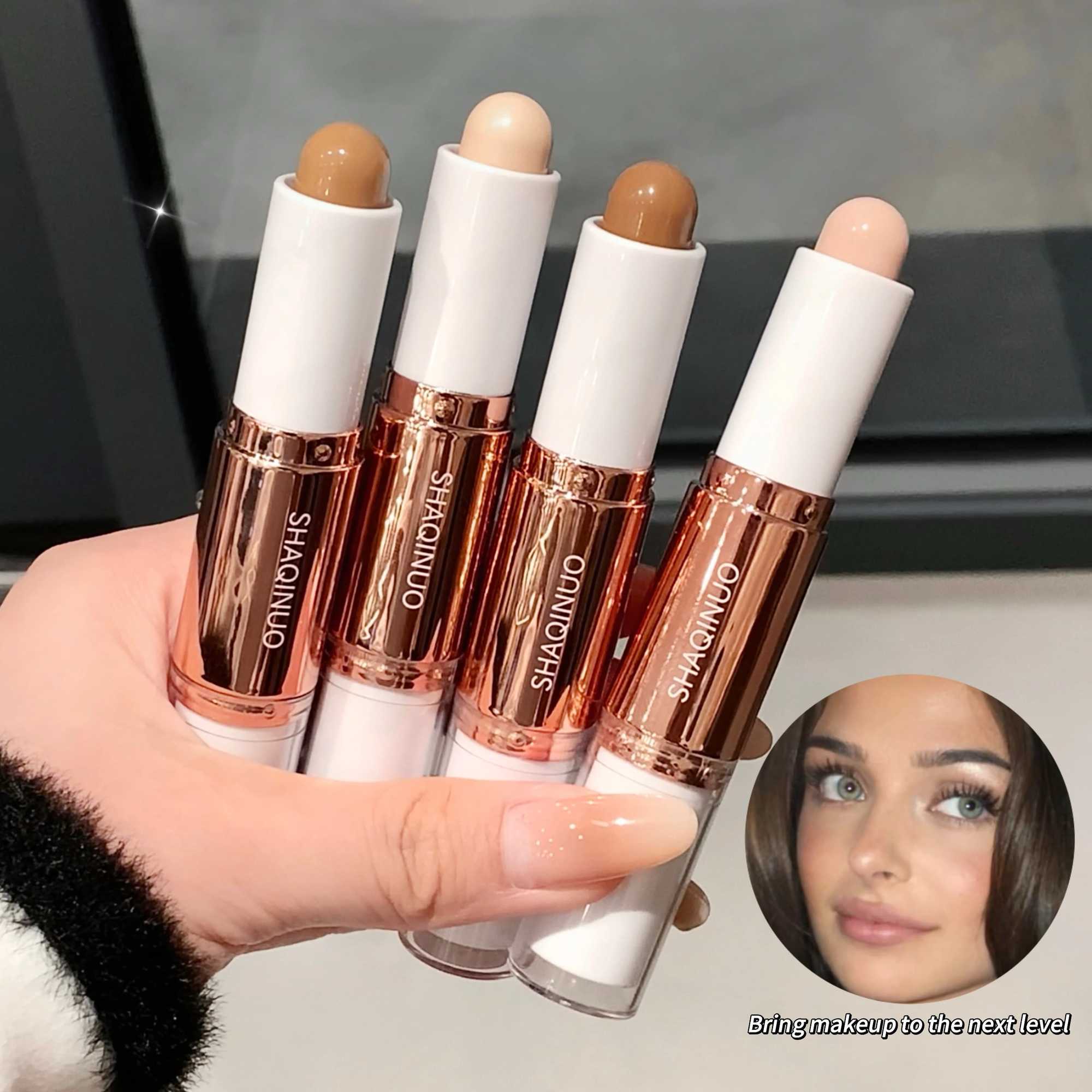 SHAQINUO 2 in 1 Dual Head Highlighter for Face Body Contour and Highlighter Stick for Face and BodyW250217