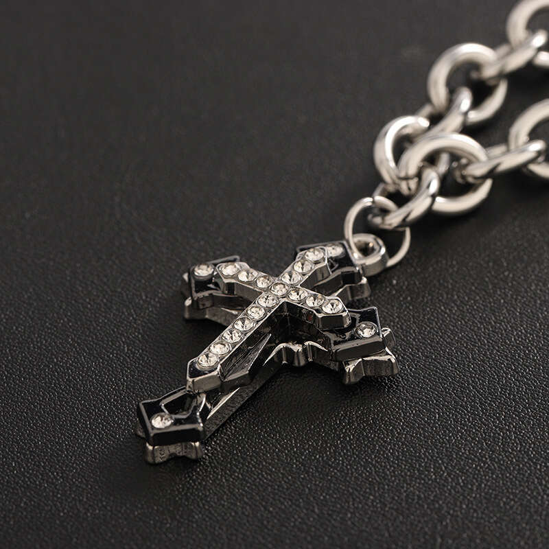 Cross Necklace Fashion Light Small Female Couple Jewelry Men's Sweater Chain INS Hip Hop Design Sense Cuba
