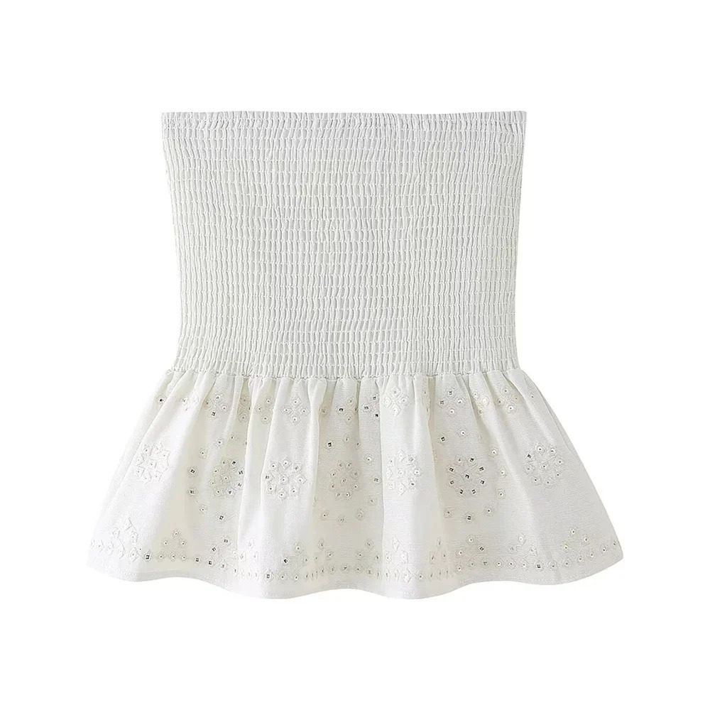 ZAR4 Summer Womens European and American Style Fashion niche sequin ed vest skirt set 250214