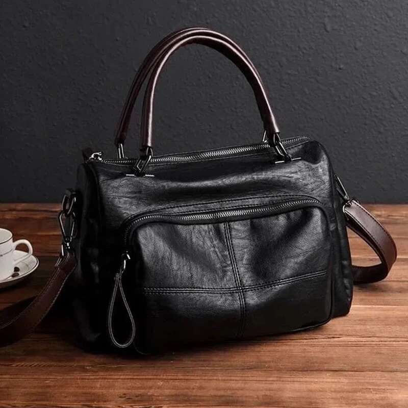 Vintage Soft Leather Handle Women New Brands Handbag Large Capacity Shoulder Crossbody Travel Business Hand Bag Tote sac